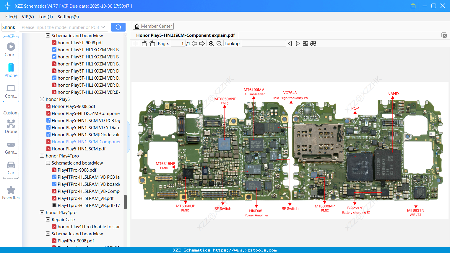 Honor Play5-HN1JSCM-Component Explain